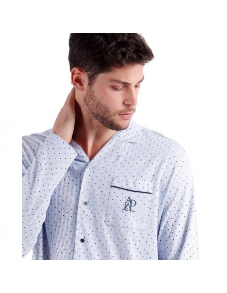 ADMAS pijama de hombre camisero con botones abierto 60310