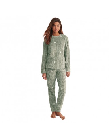 SELMARK pijama de mujer en color verde tejido polar P8773