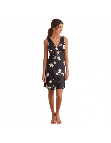 SELMARK camisón de mujer en color negro de satén P10063
