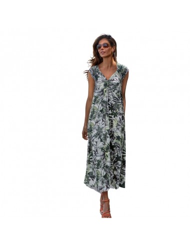JANIRA vestido mujer verano largo en verde FOREST DRESS IM