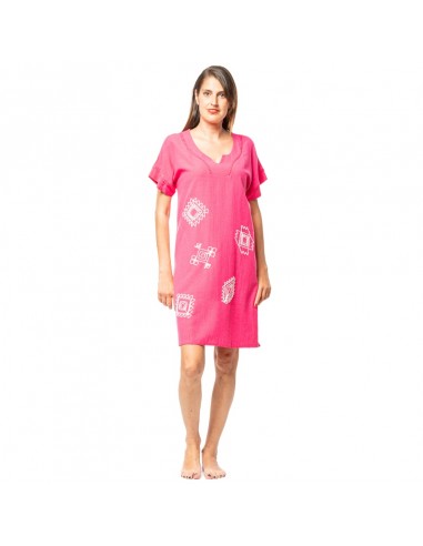 EGATEX vestido mujer rosa bordado fresco y cómodo 251514