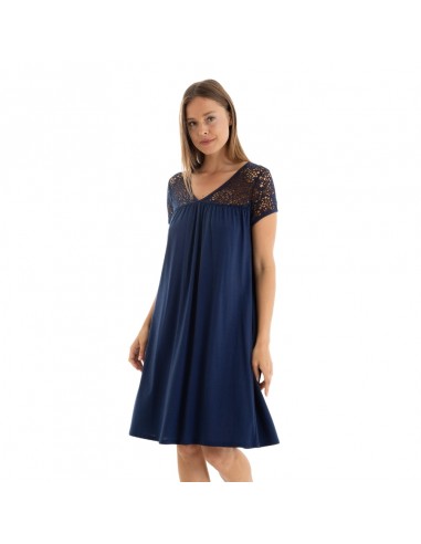 MASSANA vestido mujer manga corta encaje azul marino L257440