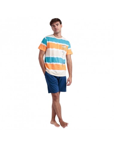 ADMAS pijama hombre verano estampado rayas color beige 63166