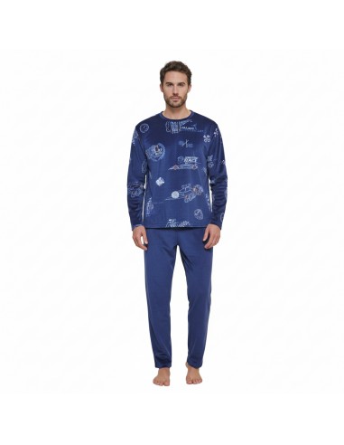 MASSANA pijama hombre invierno micro polar en azul  P751327