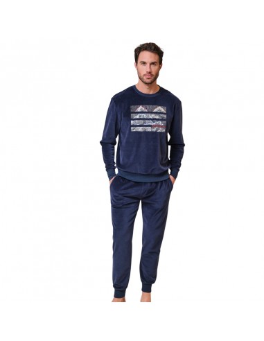 MASSANA pijama hombre invierno terciopelo en marino  P751322