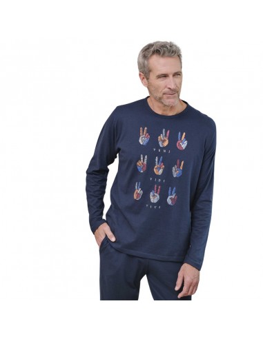 MASSANA pijama de hombre de invierno en color marino P751314