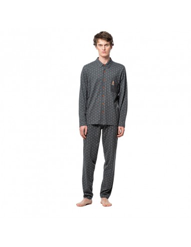 SOY pijama hombre invierno camisero estampado gris 252633