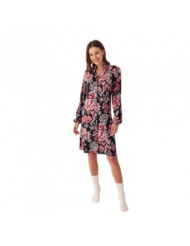 PROMISE camisón mujer invierno camisero floral negro N19801