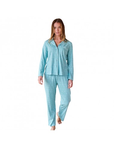 MASSANA pijama mujer invierno camisero turquesa P751243