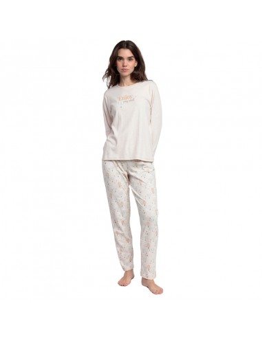 ADMAS pijama mujer invierno punto perchado en beig 63589