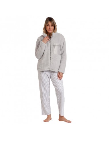 ADMAS bata mujer invierno borreguito cremallera gris 57541