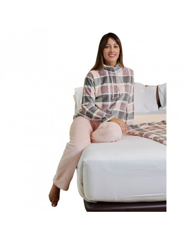 CUE pijama mujer invierno polar cuadros rosa gris 37147
