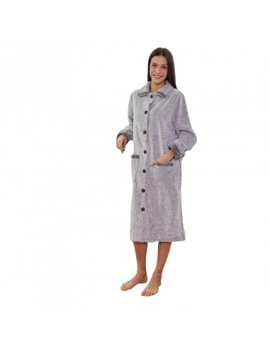 CUE bata larga mujer invierno botones bolsillos gris 37992