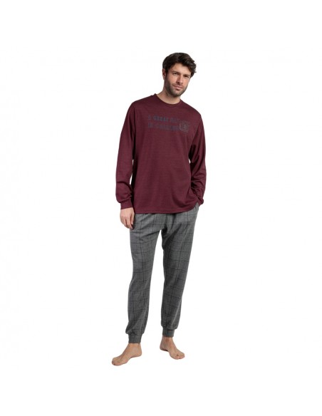 ADMAS pijama hombre invierno punto bolsillos burdeos 63800