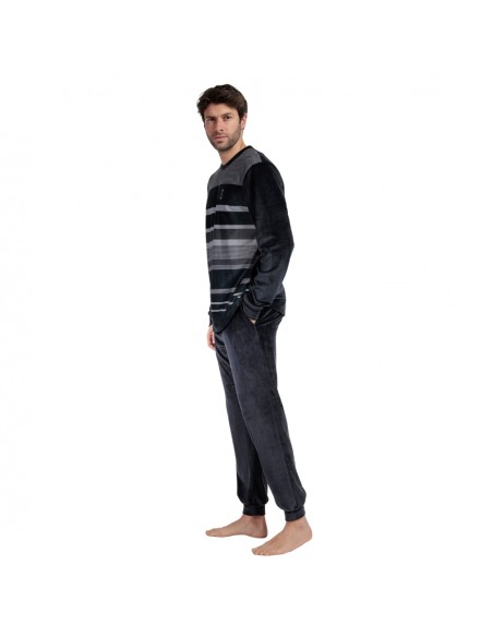 ADMAS pijama hombre invierno terciopelo bolsillos gris 63785