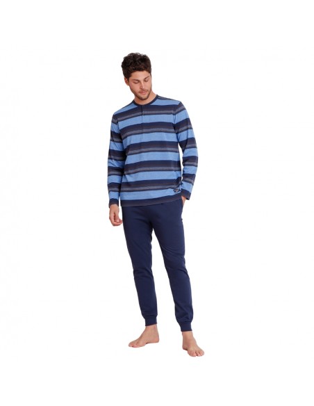 ADMAS pijama de hombre invierno en azul 62187