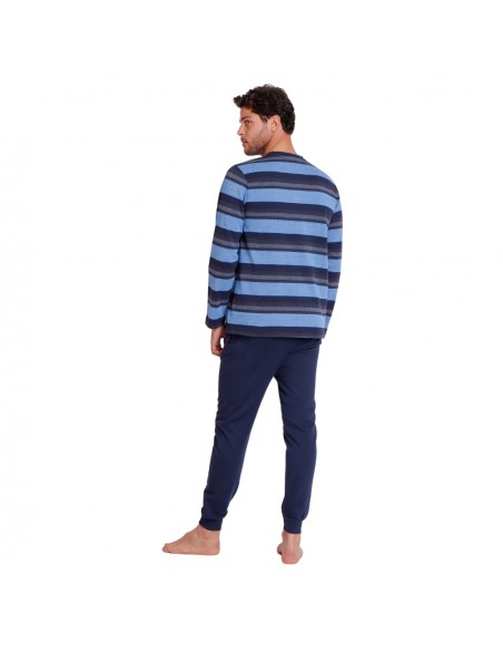 ADMAS pijama de hombre invierno en azul 62187