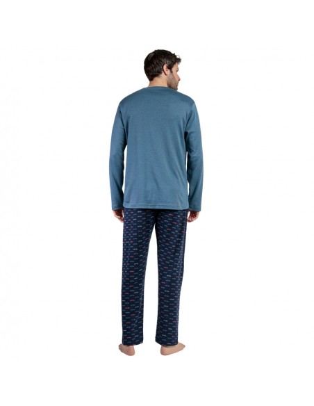 ADMAS pijama hombre invierno algodón azul road race 63754