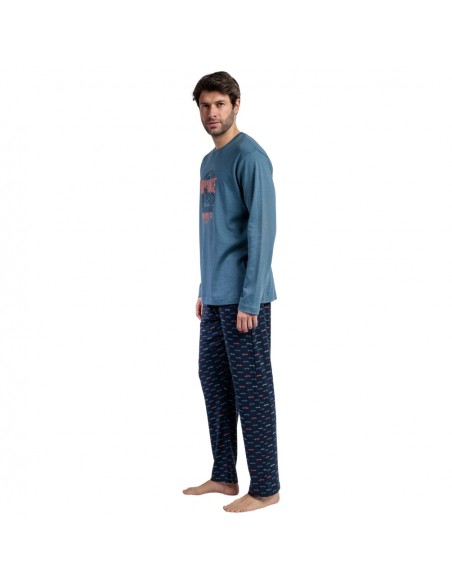 ADMAS pijama hombre invierno algodón azul road race 63754