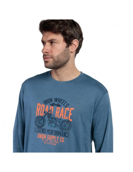 ADMAS pijama hombre invierno algodón azul road race 63754